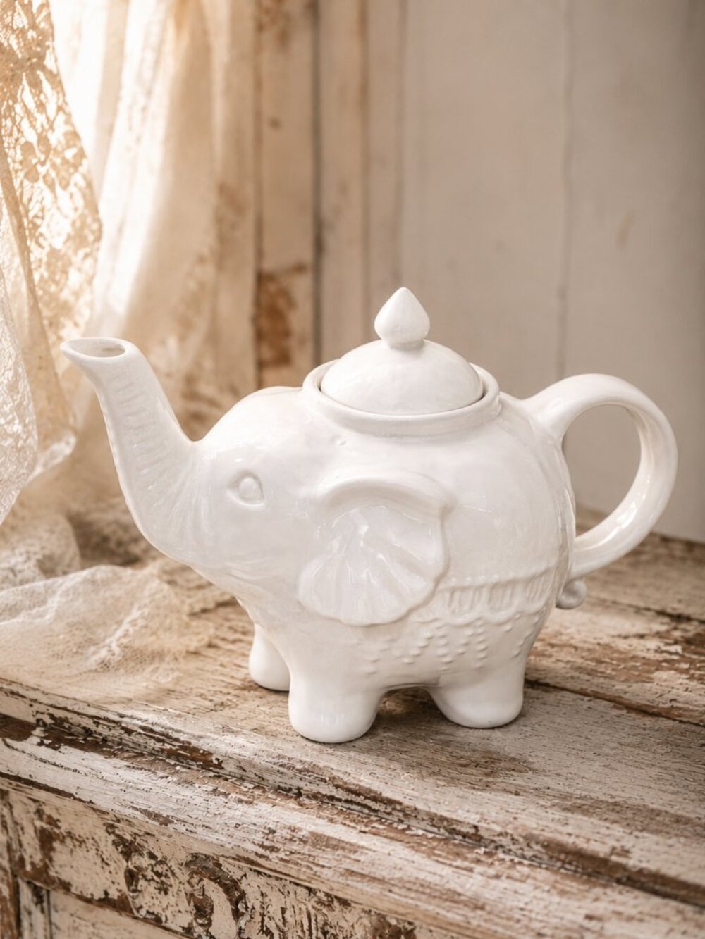 Vintage Cordon Bleu Elephant White Porcelain Teapot
